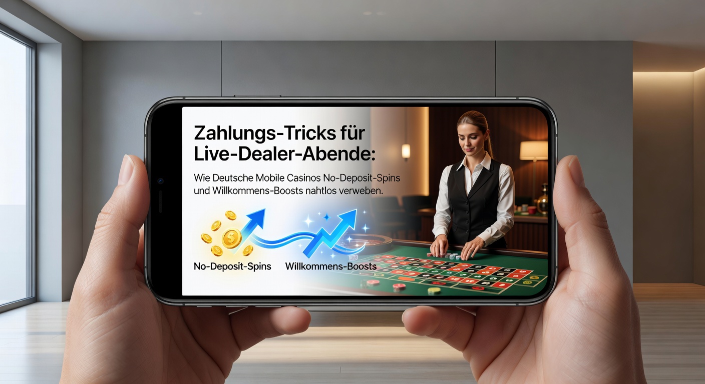 Smartphone mit Live-Dealer-Roulette und Zahlungsoptionen auf dem Bildschirm, umgeben von Boni-Icons in einem deutschen Mobile Casino